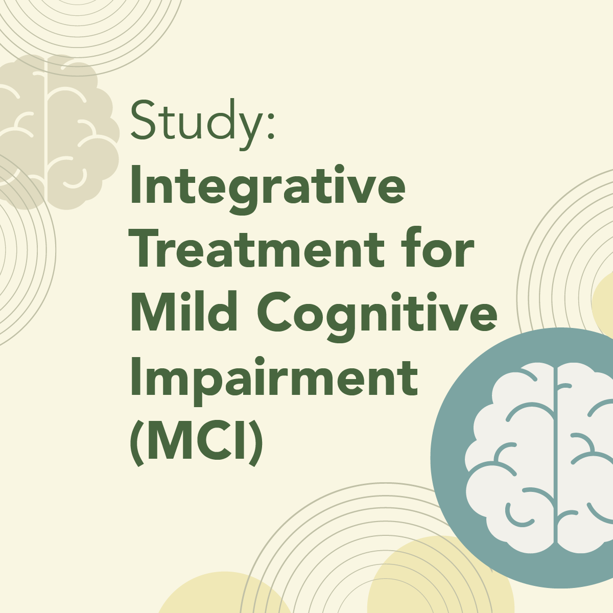 Study Integrative Treatment for Mild Cognitive Impairment MCI